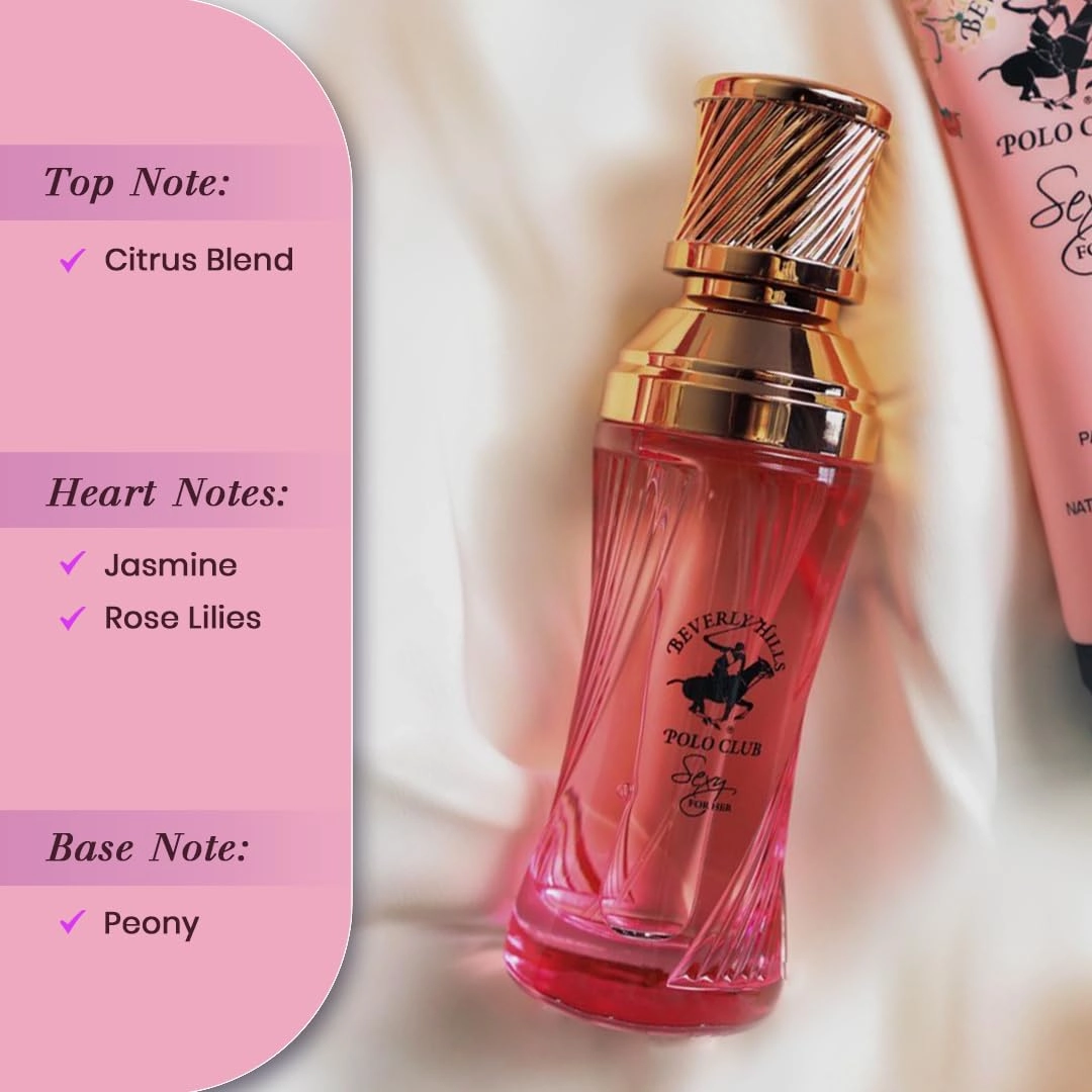 Beverly Hills Polo Club SEXY FOR HER - Perfume for Women with Notes of Citrus, Jasmine and Rose - Fresh & Floral Fragrance Scent - Eau De Parfum Spray 3.40fl.oz / 100ml (Packaging May Vary)