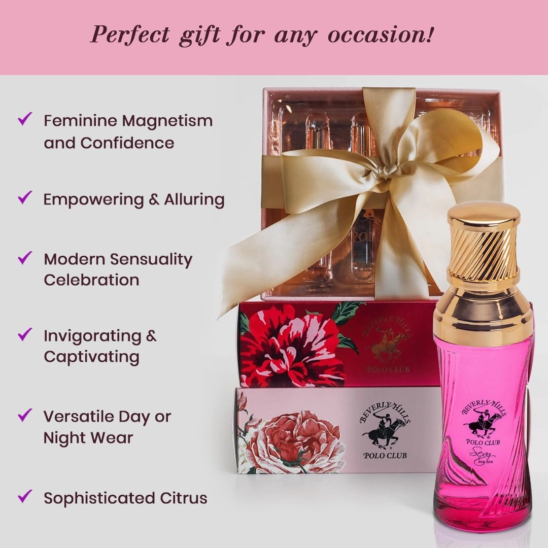 Beverly Hills Polo Club SEXY FOR HER - Perfume for Women with Notes of Citrus, Jasmine and Rose - Fresh & Floral Fragrance Scent - Eau De Parfum Spray 3.40fl.oz / 100ml (Packaging May Vary)