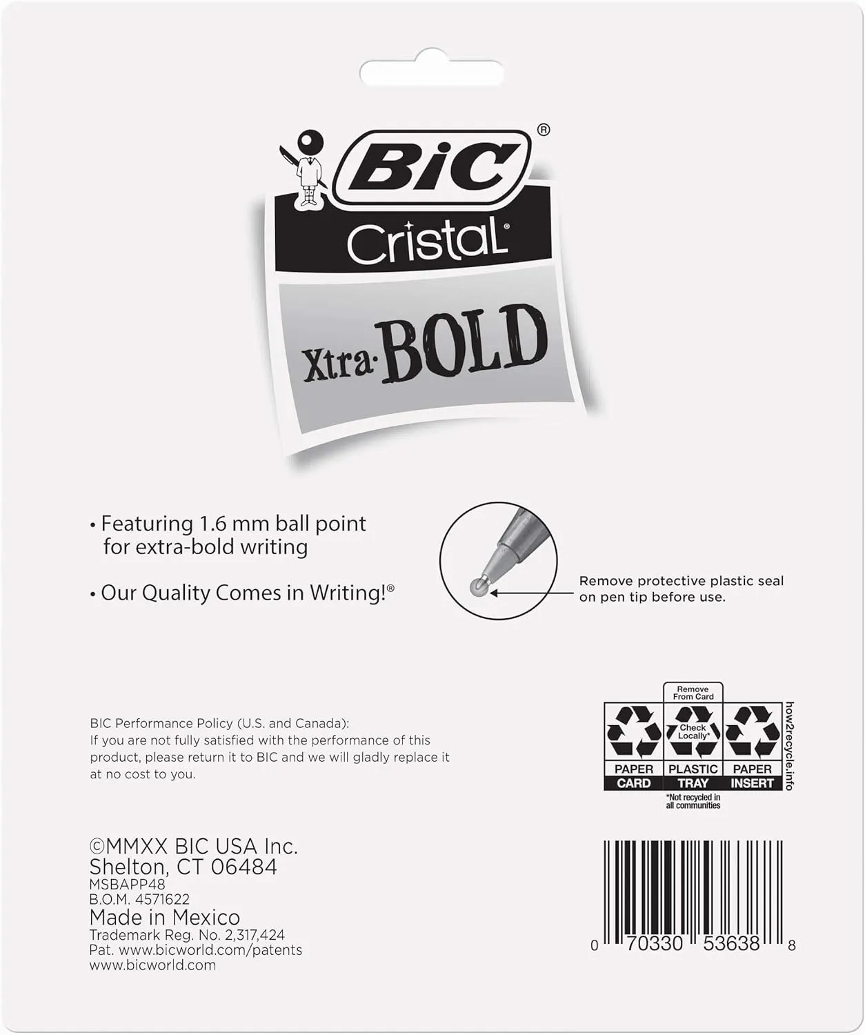 BIC Cristal Xtra Bold Ballpoint Pens, Bold Point (1.6mm), NEW ASSORTED COLORS, 48 Pack