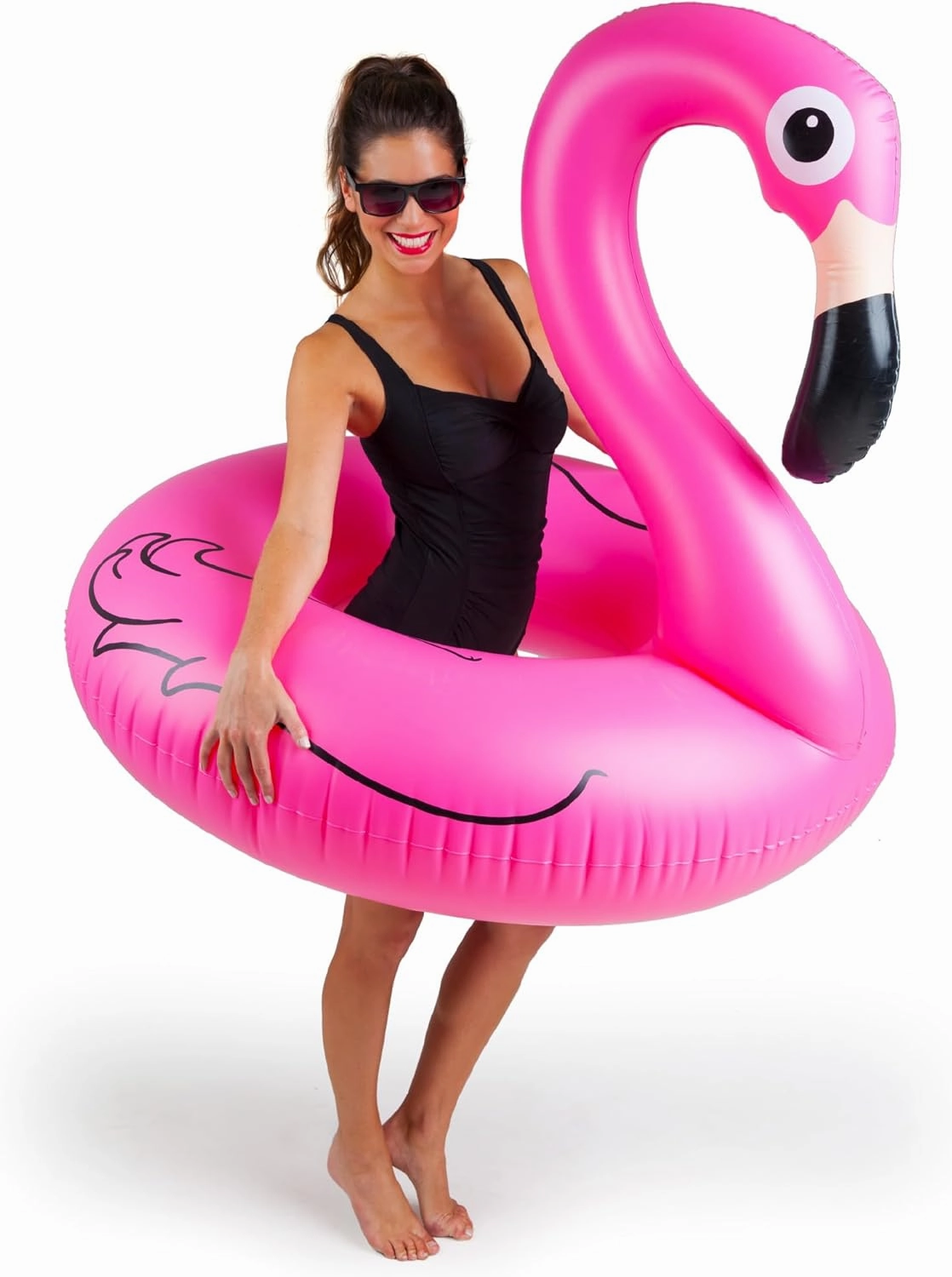 BigMouth Giant Animal Pool Float, Inflatable Floatie Tube, Blow Up Swim Ring, Outdoor Summer Pool Party Water Toy - Pink Flamingo