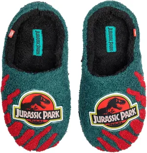 Bioworld Jurassic Park Logo Blue Fuzzy Slippers