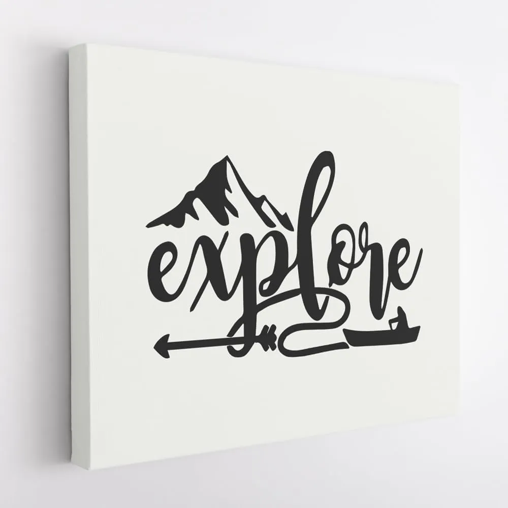 (Black, 18x12x1.25 In) Gallery Wrapped Canvas Wall Art Print of Explore The Mountains Kayaking - 100% Cotton, Ready to Hang, High-Definition Giclée Printing, Fade-Resistant, Modern | BICUNCA5383102BL