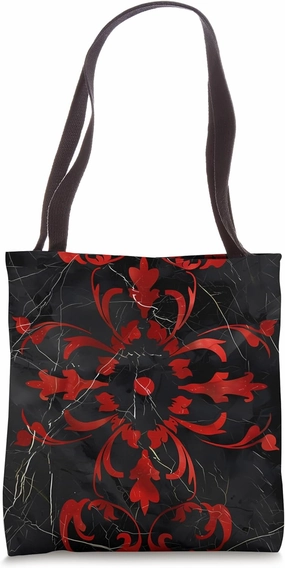 Black Modern Ethnic Decor with Bizarre Red Black Natural Tote Bag