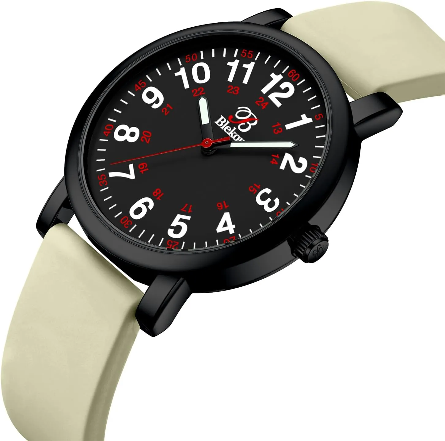 Blekon Original Nurse Watch for Medical Professionals and Students â€“ Various Scrub Colors, Easy Read Dial, Military Time with Second Hand, Silicone Band, 3 ATM Water Resistant