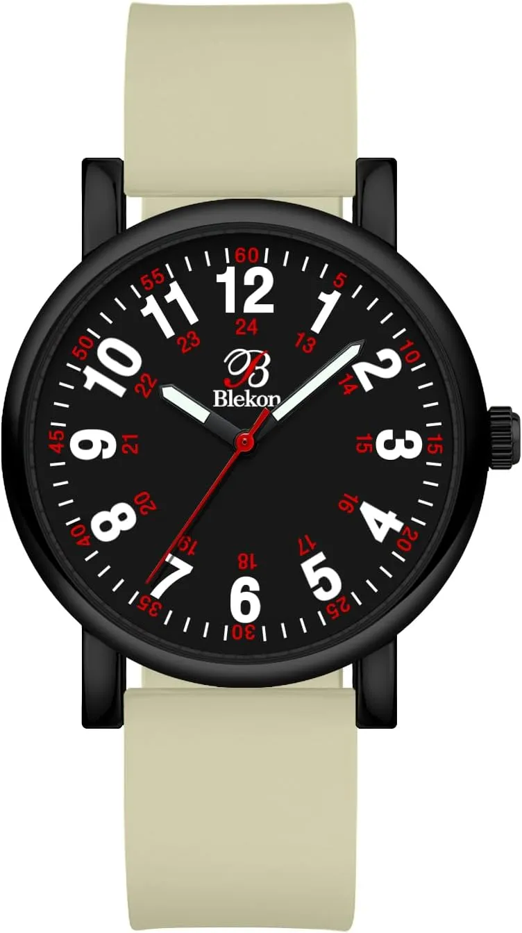Blekon Original Nurse Watch for Medical Professionals and Students â€“ Various Scrub Colors, Easy Read Dial, Military Time with Second Hand, Silicone Band, 3 ATM Water Resistant