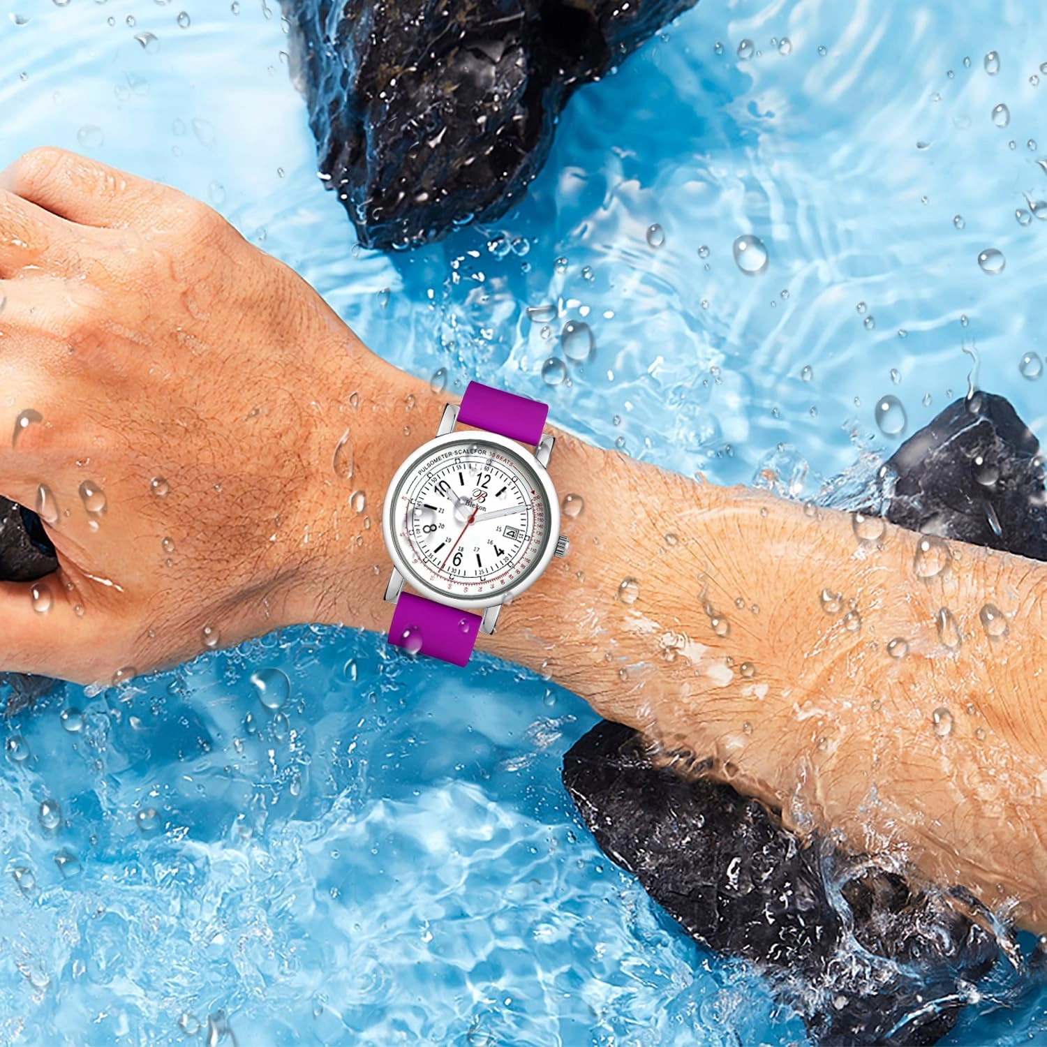 Blekon Original Nurse Watch - Medical Scrub Colors, Detailed Dial w/Pulsometer - Easy Read Dial w/Date Indicator, Second Hand, Water Resistant Watch