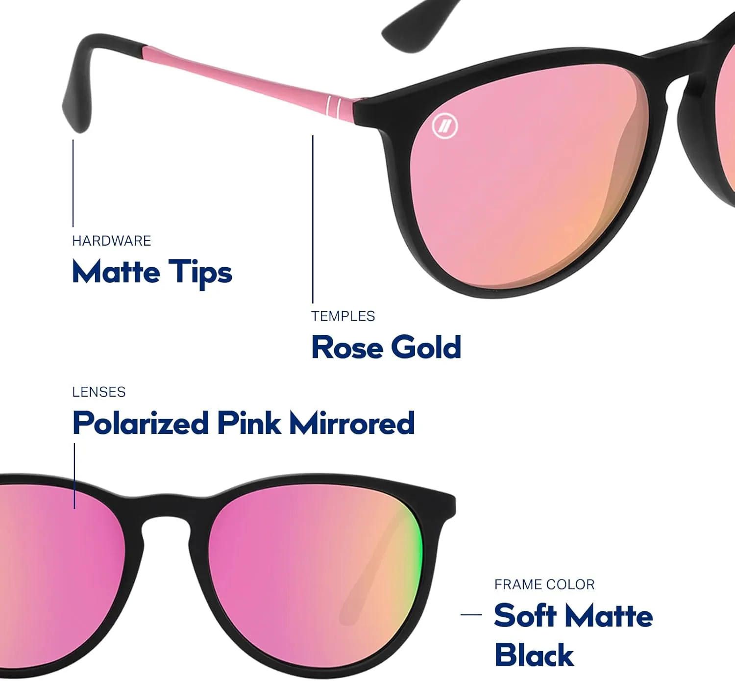 Blenders Eyewear North Park – Polarized Sunglasses – Classic Shape, Mixed Metal Frame – 100% UV Protection – For Men & Women
