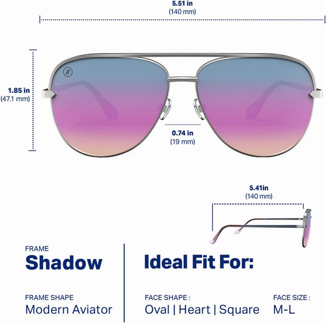 Blenders Eyewear Shadow – Polarized Sunglasses – Modern Aviator-Style, Metal Frames – 100% UV Protection – For Men & Women