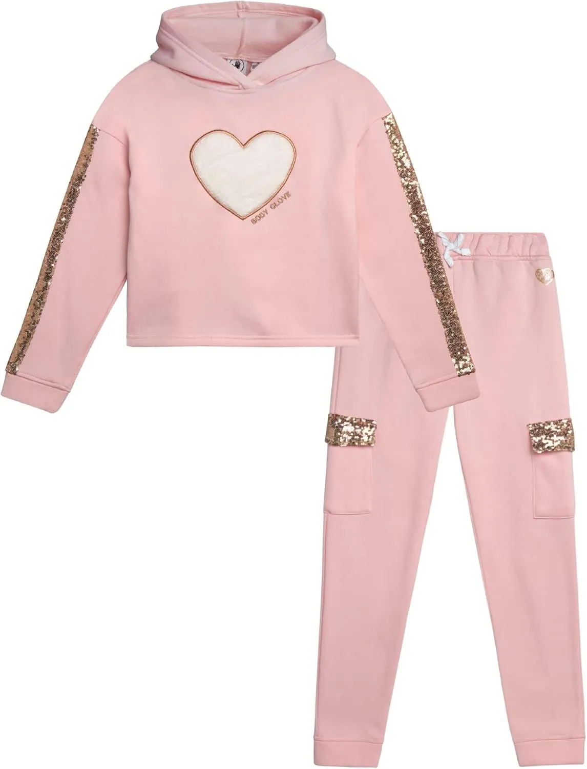 Body Glove Girls' Fleece Jog Set - 2 Piece Cozy Fleece Pullover Hoodie and Jogger Sweatpants (Size: 7-12)
