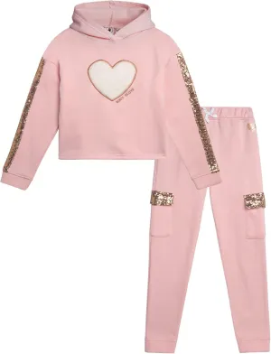 Body Glove Girls' Fleece Jog Set - 2 Piece Cozy Fleece Pullover Hoodie and Jogger Sweatpants (Size: 7-12)