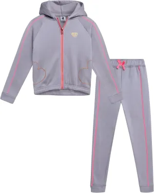 Body Glove Girls' Jogger Set - 2 Piece Fleece Sweatshirt and Sweatpants Sweatsuit (7-12)