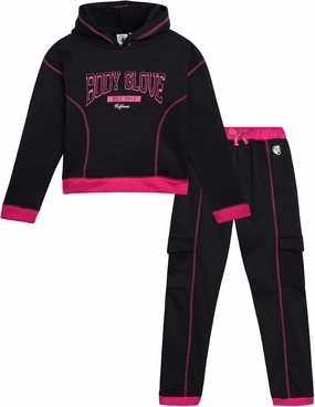 Body Glove Girls' Fleece Jog Set - 2 Piece Cozy Fleece Pullover Hoodie and Jogger Sweatpants (Size: 7-12)