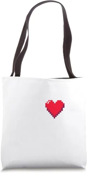 Bold Pixel Heart “I Love Mining” Digital Design Tote Bag