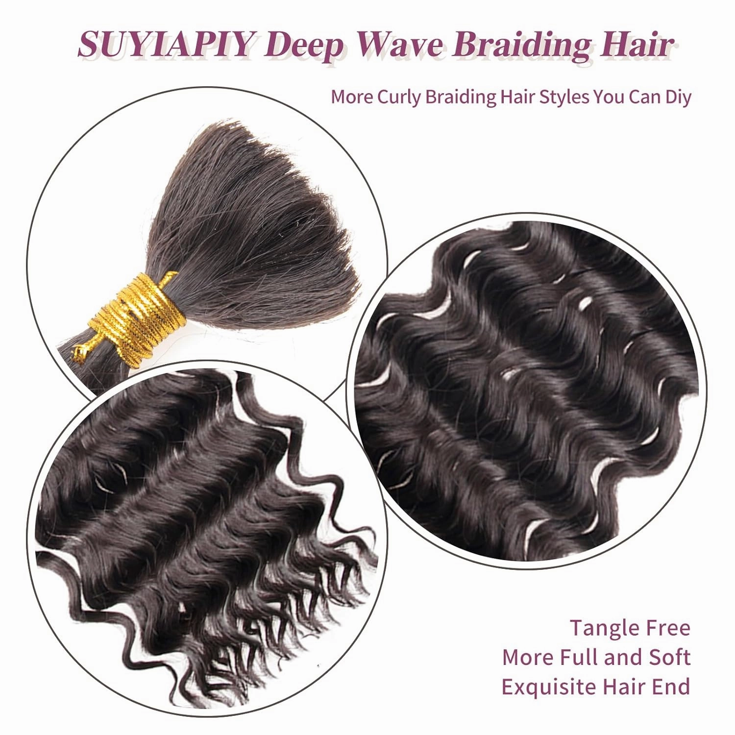 Braiding Hair for Boho Braids 8 Packs Chocolate Brown Deep Wave Crochet Hair for Women Bohemian Wet and Wavy Bulk Hair Extensions Synthetic Micro Braiding Hair(#4,22 Inch)