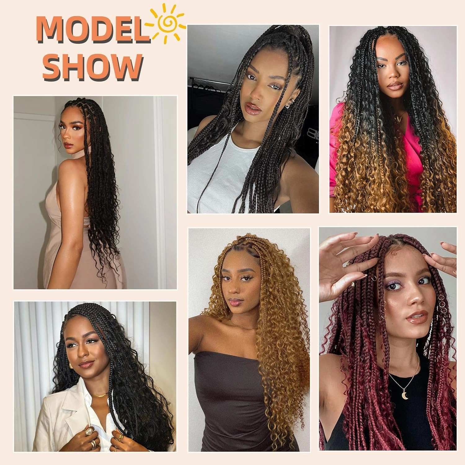 Braiding Hair for Boho Braids 8 Packs Deep Wave Crochet Hair for Women Bohemian Wet and Wavy Bulk Hair Extensions Synthetic Micro Braiding Hair Natural Black