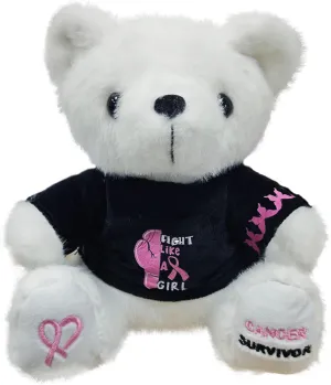 Breast Cancer Awareness Teddy Bear Fuck Cancer Bear Plush with Pink Ribbon Symbol, Inspirational Gift for Fight Like a Girl,Breast Cancer Survivor Gifts for Woman