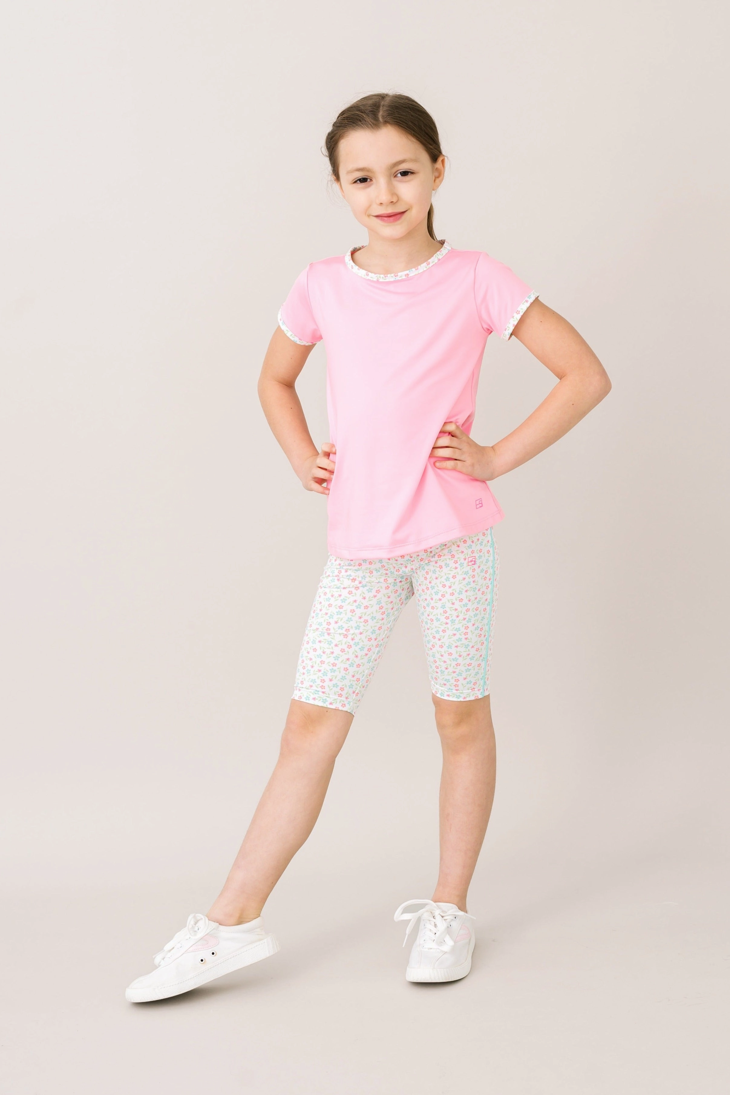 Bridget Basic Tee - Flamingo Pink, Petal Pop Floral