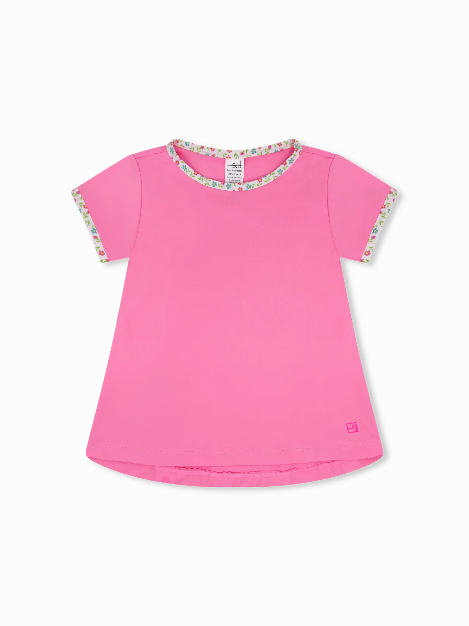 Bridget Basic Tee - Flamingo Pink, Petal Pop Floral