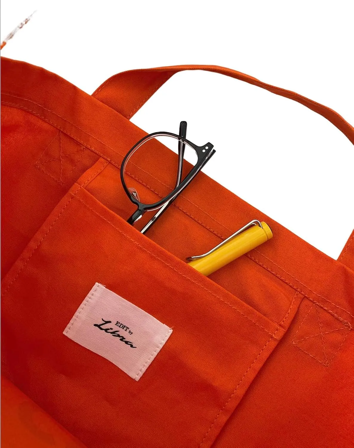 Bright Color Reusable Cotton Tote, Casual Shoulder Work daily bag, Grocery Bag with Inside Pocket, Vibe Check