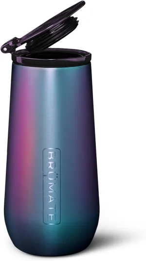 BrüMate 12oz Insulated Champagne Flute With Flip-Top Lid - Made With Vacuum Insulated Stainless Steel (Dark Aura)