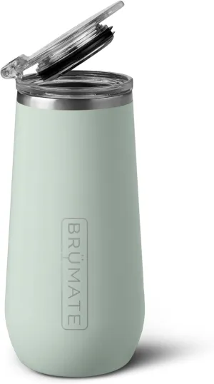 BrüMate 12oz Insulated Champagne Flute With Flip-Top Lid - Made With Vacuum Insulated Stainless Steel (Sage)
