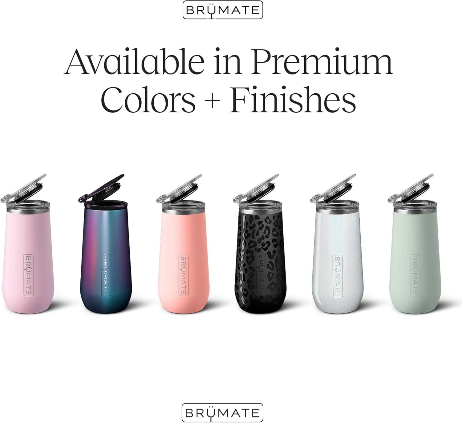 BrüMate 12oz Insulated Champagne Flute With Flip-Top Lid - Made With Vacuum Insulated Stainless Steel (Sage)