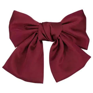 Burgundy Red Oversized Bow Hair Clip, French Wedding-Inspired Barrette, Elegant Spring Hair Ornament For Women, Bridal Headpiece