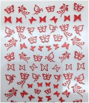 Butterfly Nail Sticker Neon Laser Abstract Solid Hollow R332 Red Cute Nail Art Stickers for Nails Cool Decals Supplies for Women