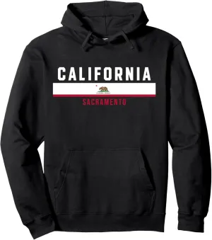 Californian Flag with text CALIFORNIA - SACRAMENTO in capita Pullover Hoodie