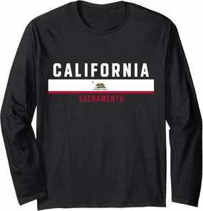 Californian Flag with text CALIFORNIA - SACRAMENTO in capita Long Sleeve T-Shirt
