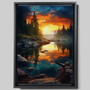 Canvas Beautiful Lake Mountain Range Sunrise Sunset Landscape, Wall Art for Living Room, Autumn Forest National Park Scenery, Nature Scenic Picture Print Artwork Print Decor, Anniversary Gift, Wall