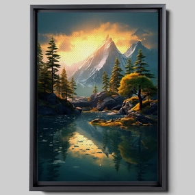 Canvas Beautiful Lake Mountain Range Sunrise Sunset Landscape, Wall Art for Living Room, Autumn Forest National Park Scenery, Nature Scenic Picture Print Artwork Print Decor, abstract, Decor