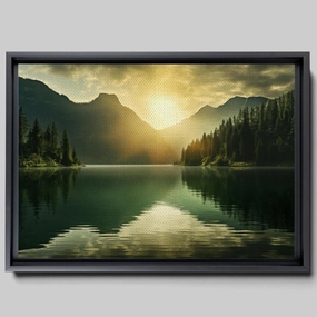Canvas Beautiful Lake Mountain Range Sunrise Sunset Landscape, Wall Art for Living Room, Autumn Forest National Park Scenery, Nature Scenic Picture Print Artwork Print Decor, Arts