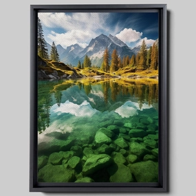 Canvas Beautiful Lake Mountain Range Sunrise Sunset Landscape, Wall Art for Living Room, Autumn Forest National Park Scenery, Nature Scenic Picture Print Artwork Print Decor, portrait, Arts