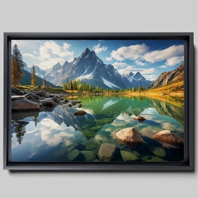 Canvas Beautiful Lake Mountain Range Sunrise Sunset Landscape, Wall Art for Living Room, Autumn Forest National Park Scenery, Nature Scenic Picture Print Artwork Print Decor, portrait, Decor