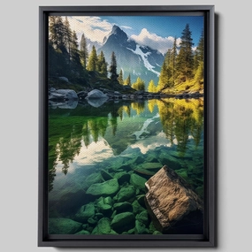 Canvas Beautiful Lake Mountain Range Sunrise Sunset Landscape, Wall Art for Living Room, Autumn Forest National Park Scenery, Nature Scenic Picture Print Artwork Print Decor, portrait, Decor