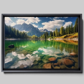 Canvas Beautiful Lake Mountain Range Sunrise Sunset Landscape, Wall Art for Living Room, Autumn Forest National Park Scenery, Nature Scenic Picture Print Artwork Print Decor, portrait, Print