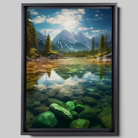 Canvas Beautiful Lake Mountain Range Sunrise Sunset Landscape, Wall Art for Living Room, Autumn Forest National Park Scenery, Nature Scenic Picture Print Artwork Print Decor, portrait, Wall