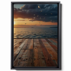 Canvas Wall Art Lake Dock, SunScenery With Flying Birds Picture Print, Nature Pictures Prints, Landscape Wall Decor, SunCanvas Print, Canvas Print, Print, Decor