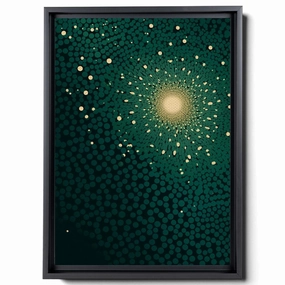 Carpet-Print Fabric With Kaleidoscopic Dots, In The Style Of Dark Emerald And Light Beige, Abstract-Creative, Rough Cluster, Decor Canvas