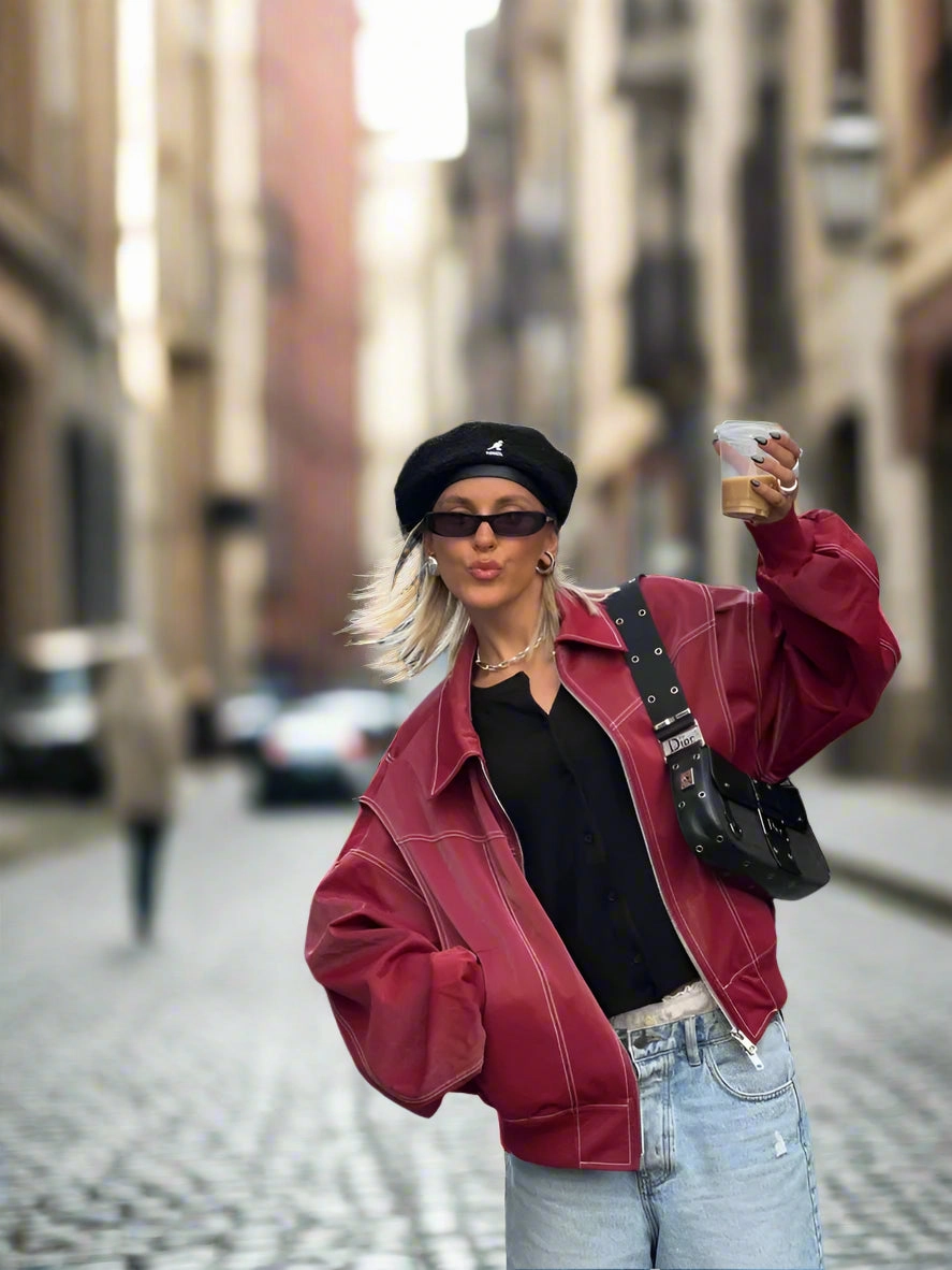 Casual Bold Red Coat