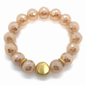 Champagne Glazed Agate Stretch Bracelet