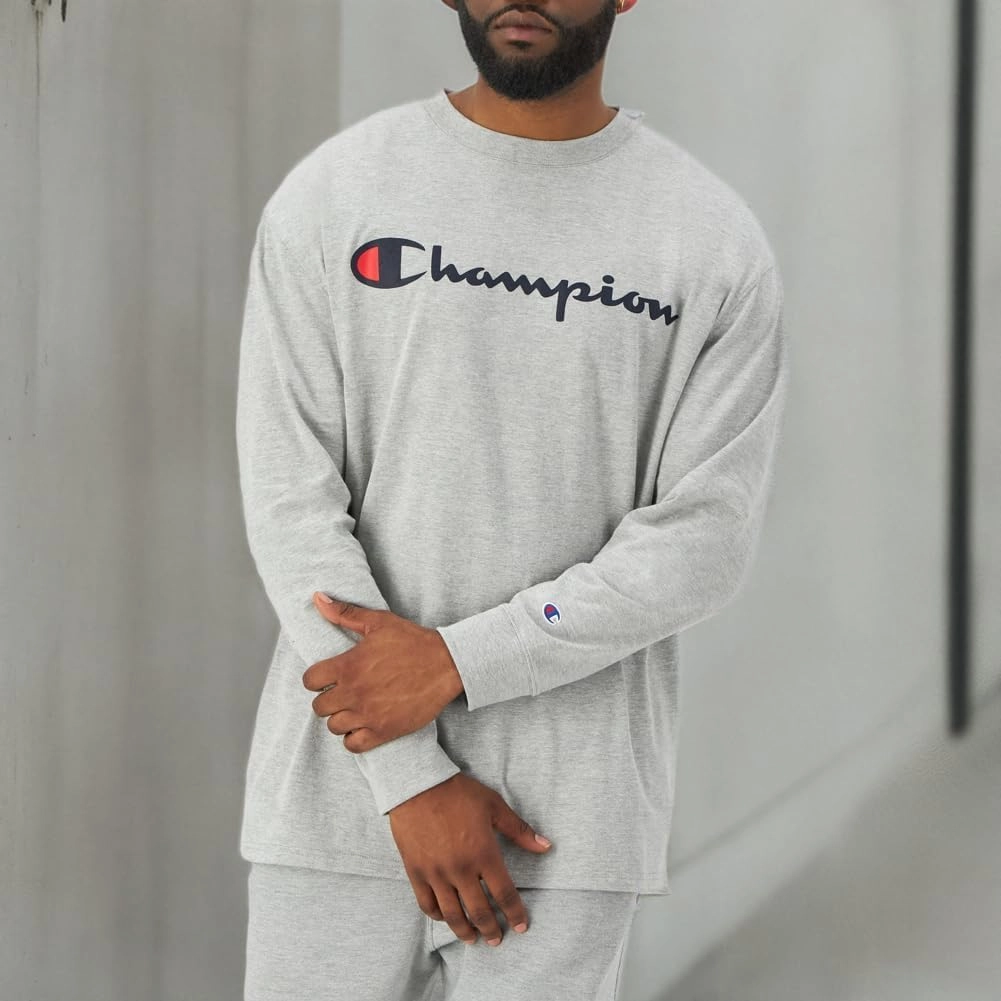 Champion, Classic Long Sleeve, Comfortable, Soft T-Shirt for Men (Reg. Or Big & Tall)