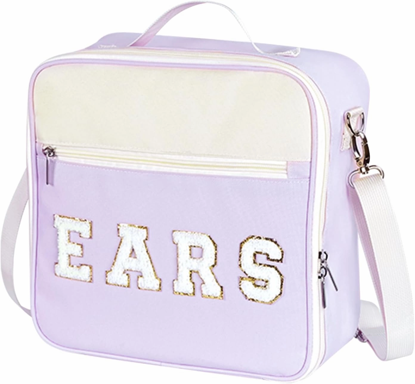 Chenille Letter Mouse Ears Headband Bag Holder Travel Case with Shoulder Strap Multipocket 11"x11"x4.5"