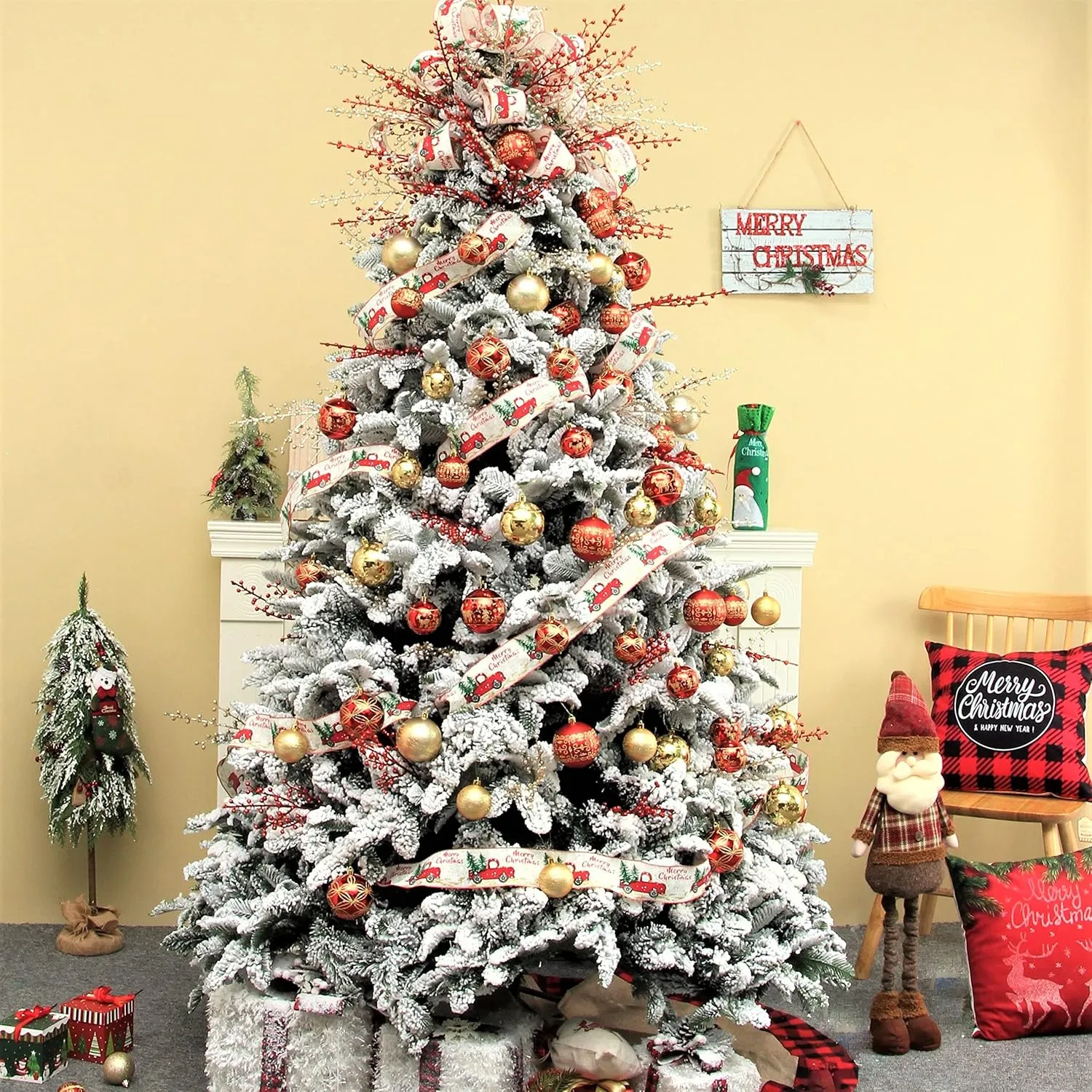 Christmas Ball Ornaments, 30 pcs 2.36" Shatterproof Baubles Set Red and Gold for Xmas Tree Decorations, Hanging Ornaments for Wedding Party