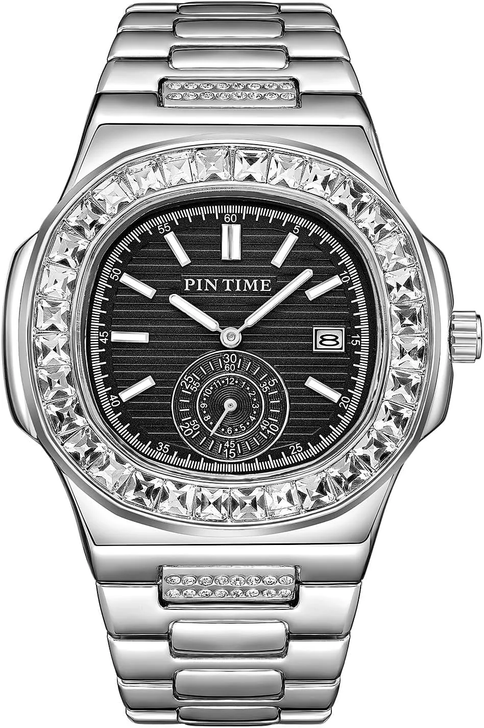 Classic Women Men Fashion Watch Stainless Steel Rhinestone Iced Out Quartz Movement Wristwatches Uhren Montre