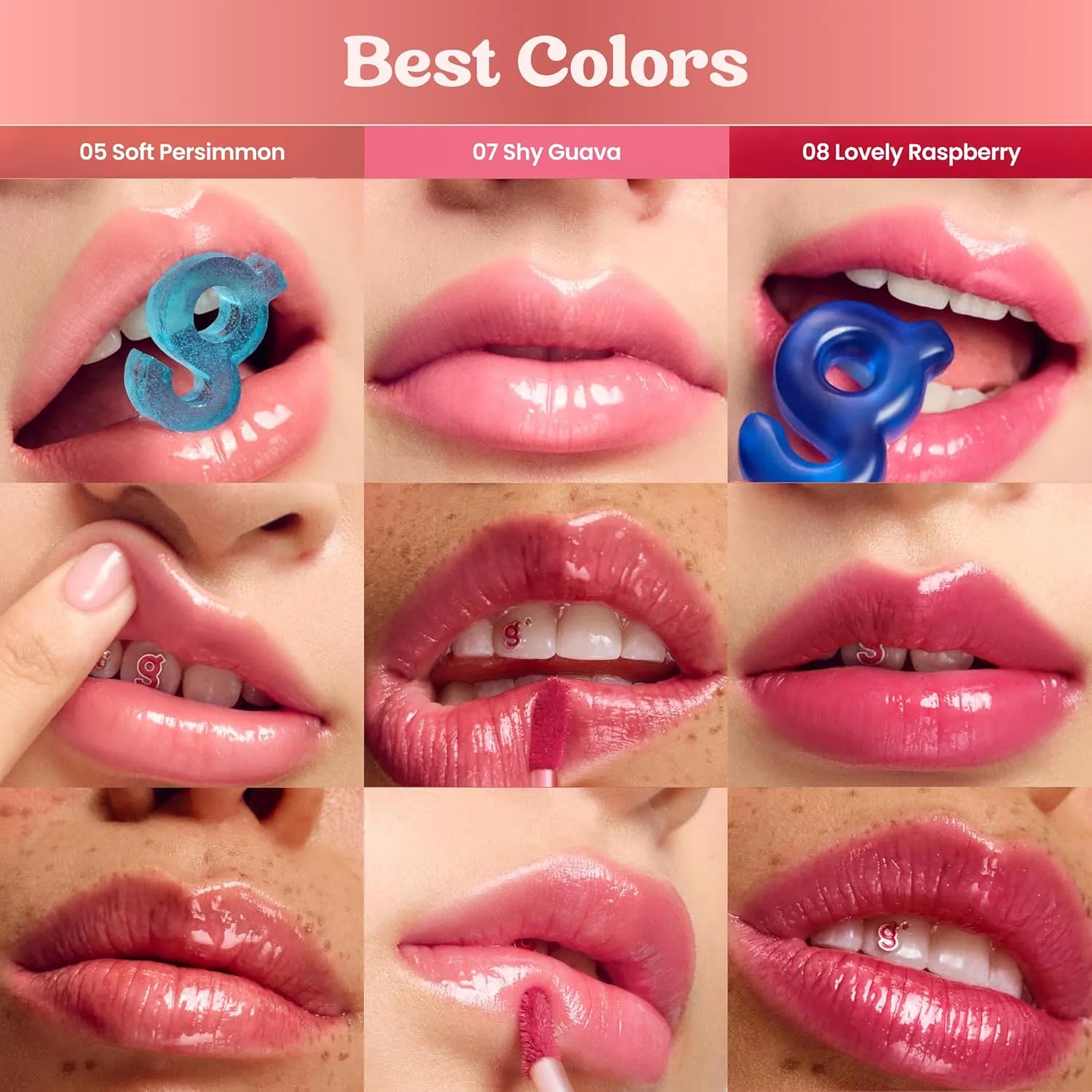 COLORGRAM Fruity Glass Tint 04 Adorable Berry | Korean Long Lasting & Waterproof Lip Stain | Glossy Dewy Lip Gloss, Highly Pigmented Strawberry Pink Shade with Glowing effect 0.11 Oz.