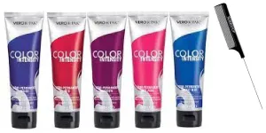 Comb   Co𝐥o𝐫 Int𝐞n𝐬it𝐲 by J, SEMI-PERMANENT Creme Hair Color, Deep, Bold, Vibrant Colours (w/SIeekshop Rat Tail Pin Comb) Cream Haircolor Dye (RUBY RED)