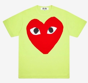 Comme des Garcons Play Pastelle T-Shirt, Red Heart Design, Green