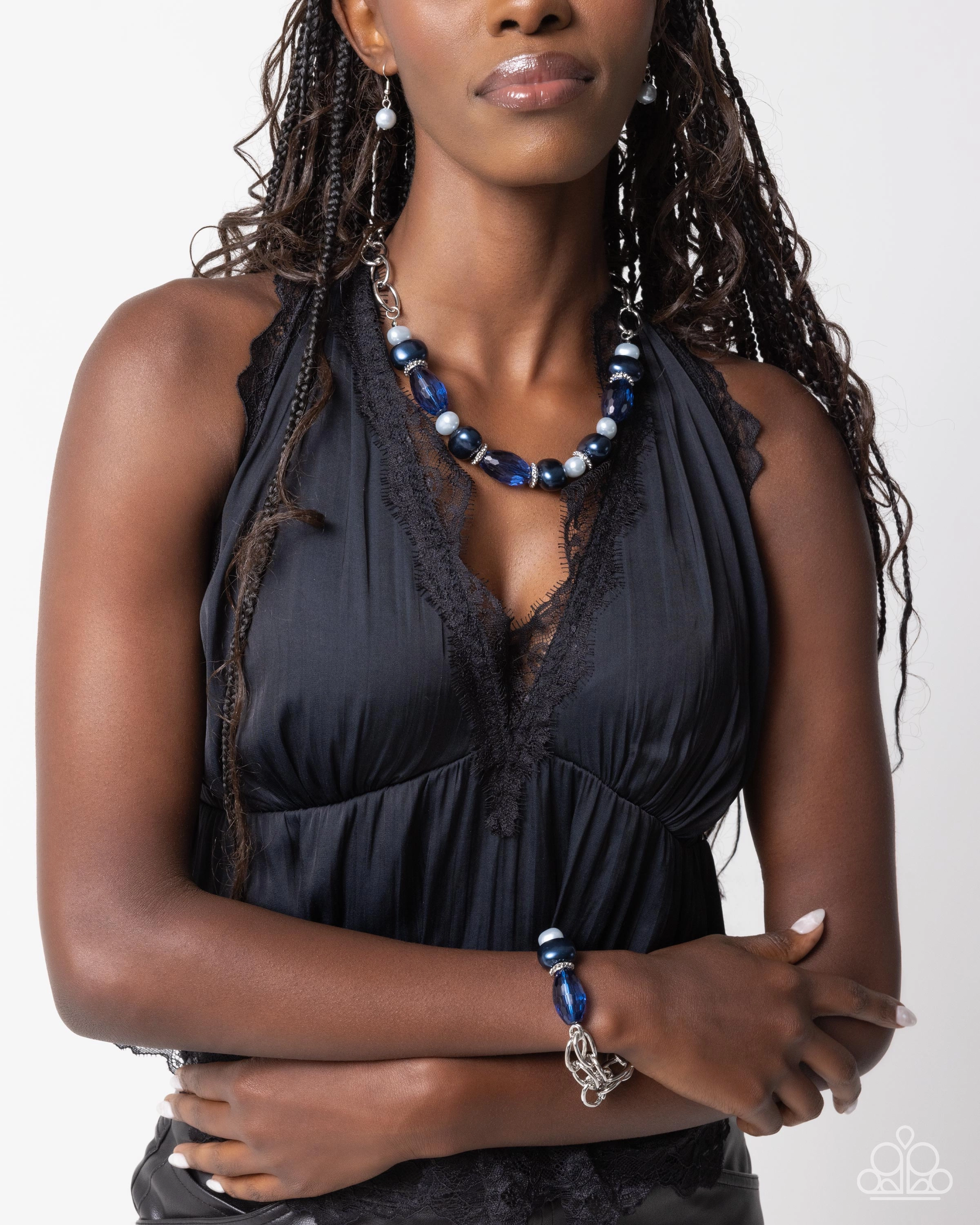 Complete Look - Pearly Patron Necklace & Pearly Passenger Bracelet - Blue Set